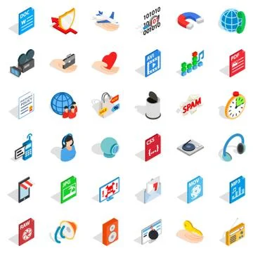 Web camera icons set, isometric style Stockillustratie