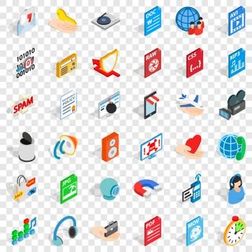 Web camera icons set, isometric style Stock Illustration
