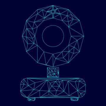 Web camera low poly triangulation triangulated polygonal electric cyan blue v Stock Illustration