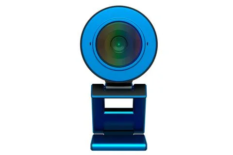 Web camera on stand for online video chat and conference on white background Illustrazione stock