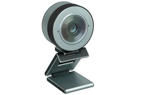 Web camera on stand for online video chat and conference on white background Illustrazione stock
