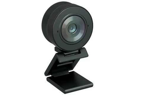 Web camera on stand for online video chat and conference on white background Illustrazione stock