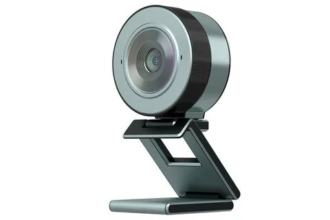 Web camera on stand for online video chat and conference on white background Illustrazione stock