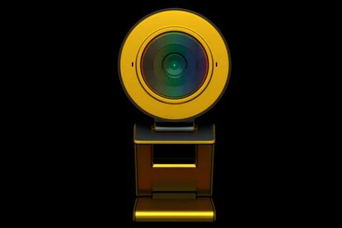 Web camera on stand for online video chat and conference on black background Illustrazione stock