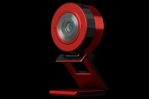 Web camera on stand for online video chat and conference on black background Illustrazione stock