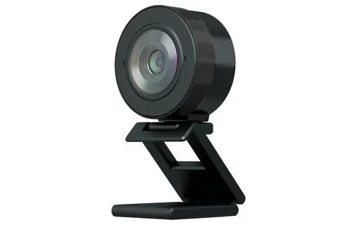 Web camera on stand for online video chat and conference on white background Illustrazione stock