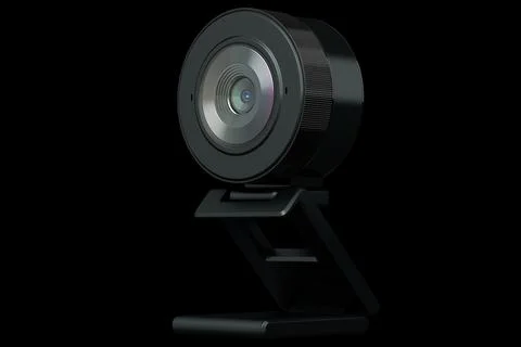 Web camera on stand for online video chat and conference on black background Stock Illustration