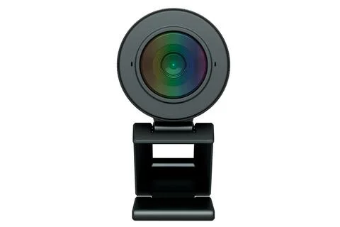Web camera on stand for online video chat and conference on white background Illustrazione stock