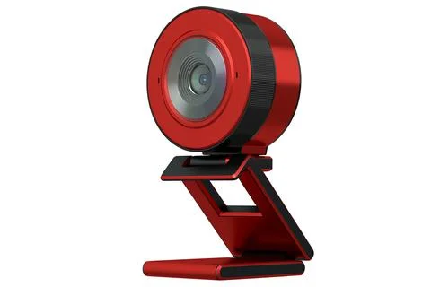 Web camera on stand for online video chat and conference on white background Illustrazione stock