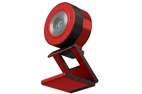 Web camera on stand for online video chat and conference on white background Illustrazione stock