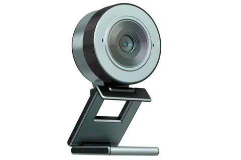 Web camera on stand for online video chat and conference on white background Illustrazione stock