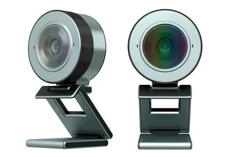 Web camera on stand for online video chat and conference on yellow background Stock Illustration
