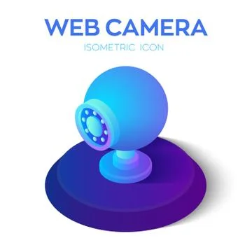 Web camera. Webcamera 3D isometric icon. Internet video call, webcam conferen Stock Illustration
