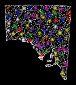 Web Carcass Map of South Australia with Glare Light Spots Stock Illustration