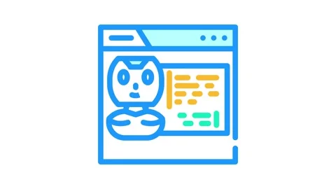 Web chat bot color icon animation Stock Footage 327270709