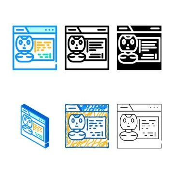 Web chat bot color range icon vector Illustrazione stock