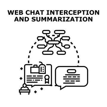 Web chat messages interception and summarization processing Stock Illustration