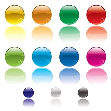 Web circle button Collection of colorful circular web icons with reflectio... Stock Photos