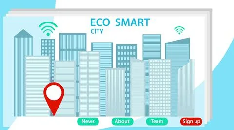 Web city smart eco system for engineers. Stock Illustration