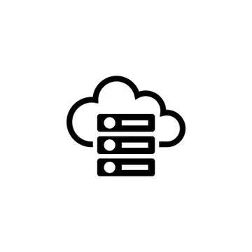 Web Cloud Computing Server, Hosting Database Flat Vector Icon 스톡 일러스트