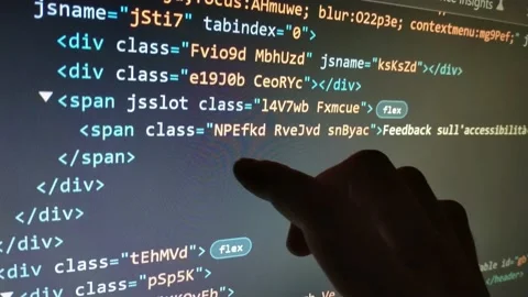 Web code developer analysis program code for software development. Stock Footage 232671800