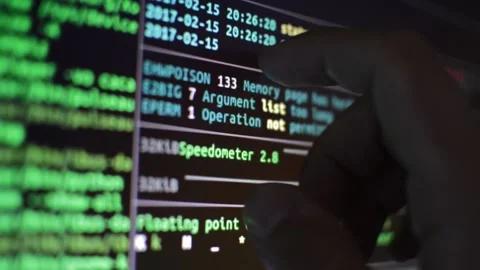 Web code developer analyzing virtual cyberspace program coding Stock Footage 201290813