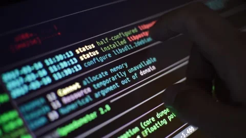 Web code developer analyzing virtual cyberspace program coding Stock Footage 201290965