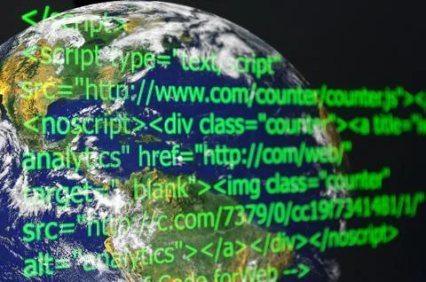 Web code earth in background Stock Photos