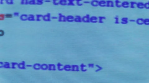 Web Code HTML on monitor screen dolly shot macro Stock Footage 157407619