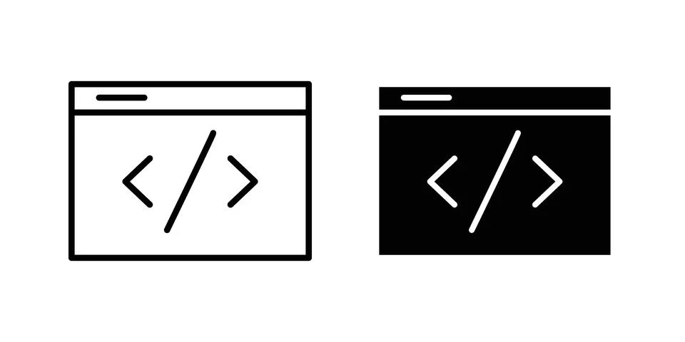 Web Code icon set modern line and solid style collection. Illustrazione stock