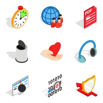 Web code icons set, isometric style Stock Illustration