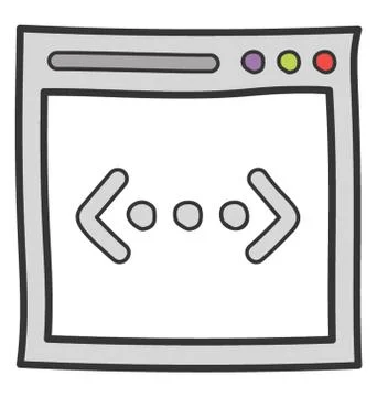 Web coding icon in doodle vector イラスト素材