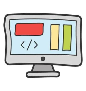Web coding icon in doodle vector Stock Illustration