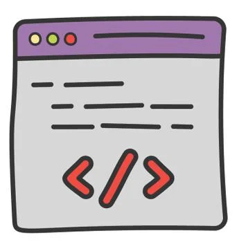 Web coding icon in doodle vector Stock-Illustration