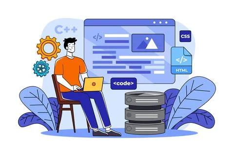 Web coding Illustration concept on white background Illustrazione stock