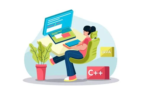 Web coding Illustration concept on white background Stock Illustration