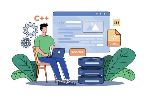 Web coding Illustration concept on white background Stock Illustration