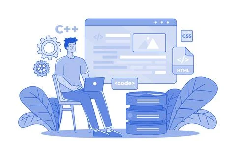 Web coding Illustration concept on white background Stock Illustration