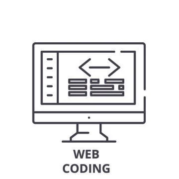 Web coding line icon concept. Web coding vector linear illustration, symbol Stock Illustration