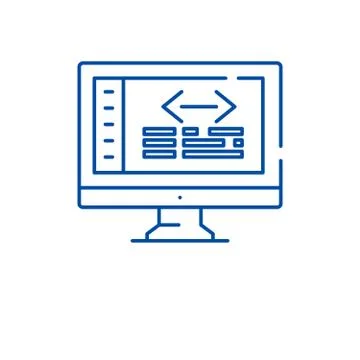 Web coding line icon concept. Web coding flat vector symbol, sign, outline Illustrazione stock