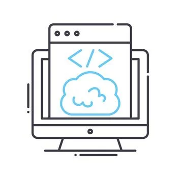 Web coding line icon, outline symbol, vector illustration, concept sign Stock Illustration