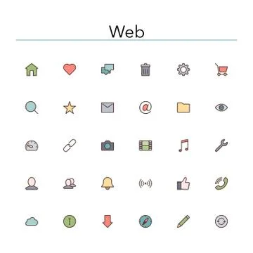 Web colored line icons Stock Illustration