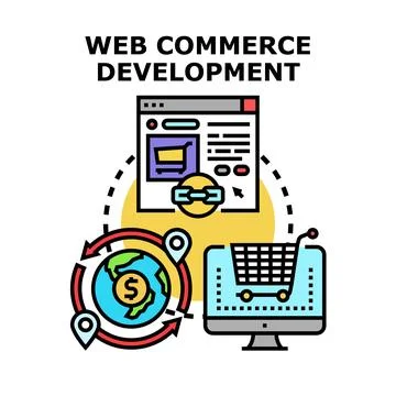 Web commerce development operating online business solutions Stockillustratie