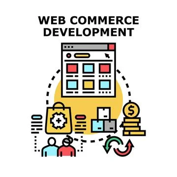 Web commerce development process creating online business 스톡 일러스트