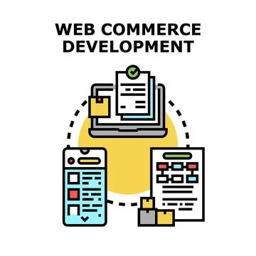 Web commerce development process on digital platforms Stock Illustration