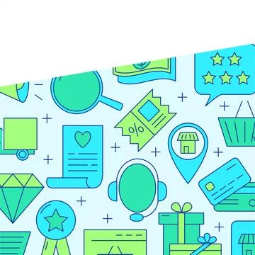 Web commerce poster in line style with place for text Stock Illustration