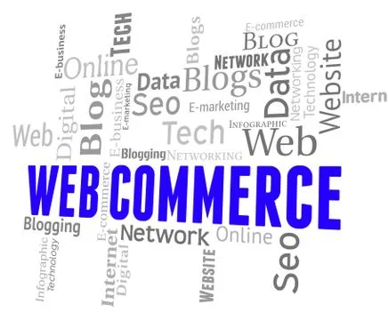  Web Commerce Representing Ecommerce Text And Buying Stockillustratie