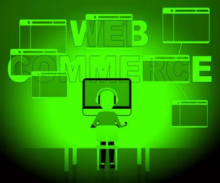 Web Commerce Showing Online Trade 3d Illustration Stock Illustration