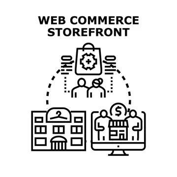 Web commerce storefront concept connecting digital and retail 스톡 일러스트