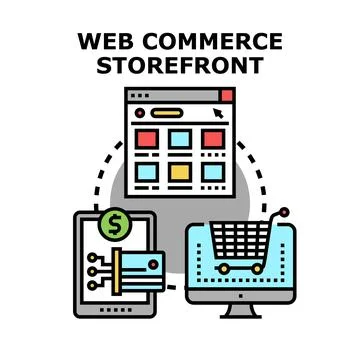 Web commerce storefront concept illustrating online shopping and digital pa.. Stock-Illustration